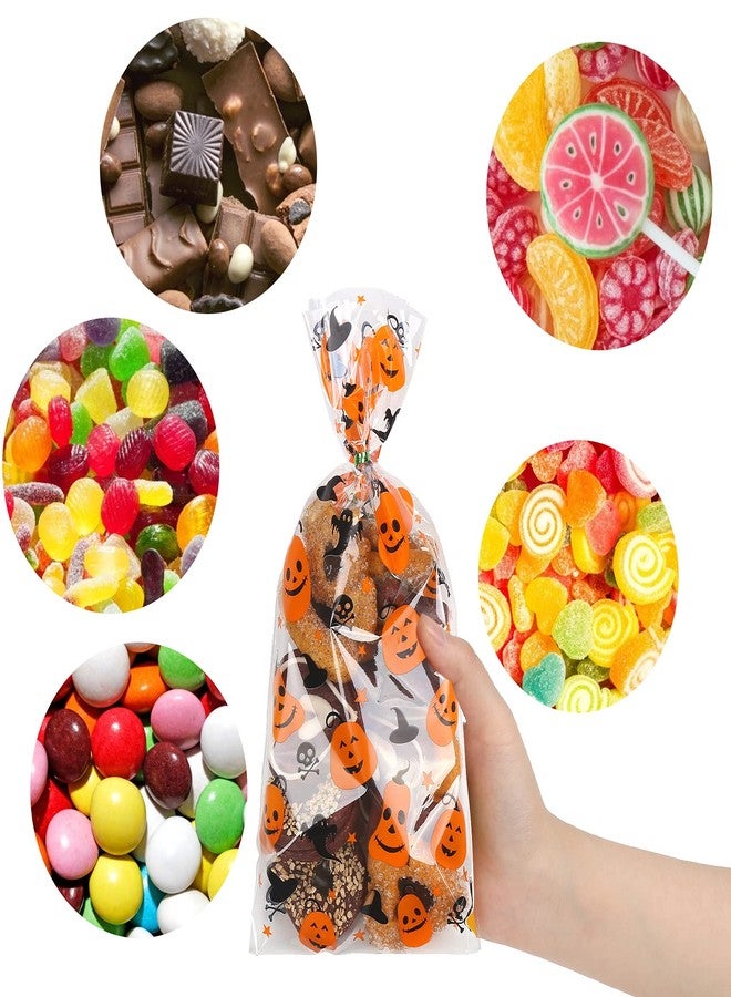 LOKIPA Halloween Cellophane Treat Candy Bags, 150 Pieces - Gift Goody Snack Sweet Bags with Twist Ties for Party Supply (3 Styles) - Image 4